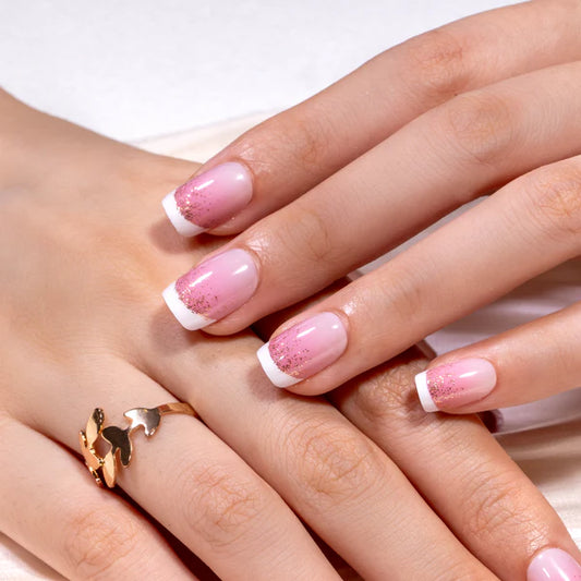 Soft Pink French Tip Square Press-On Nails