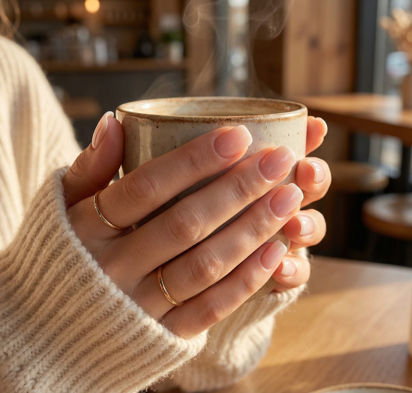 Pink & White Gradient Square Press-On Nails
