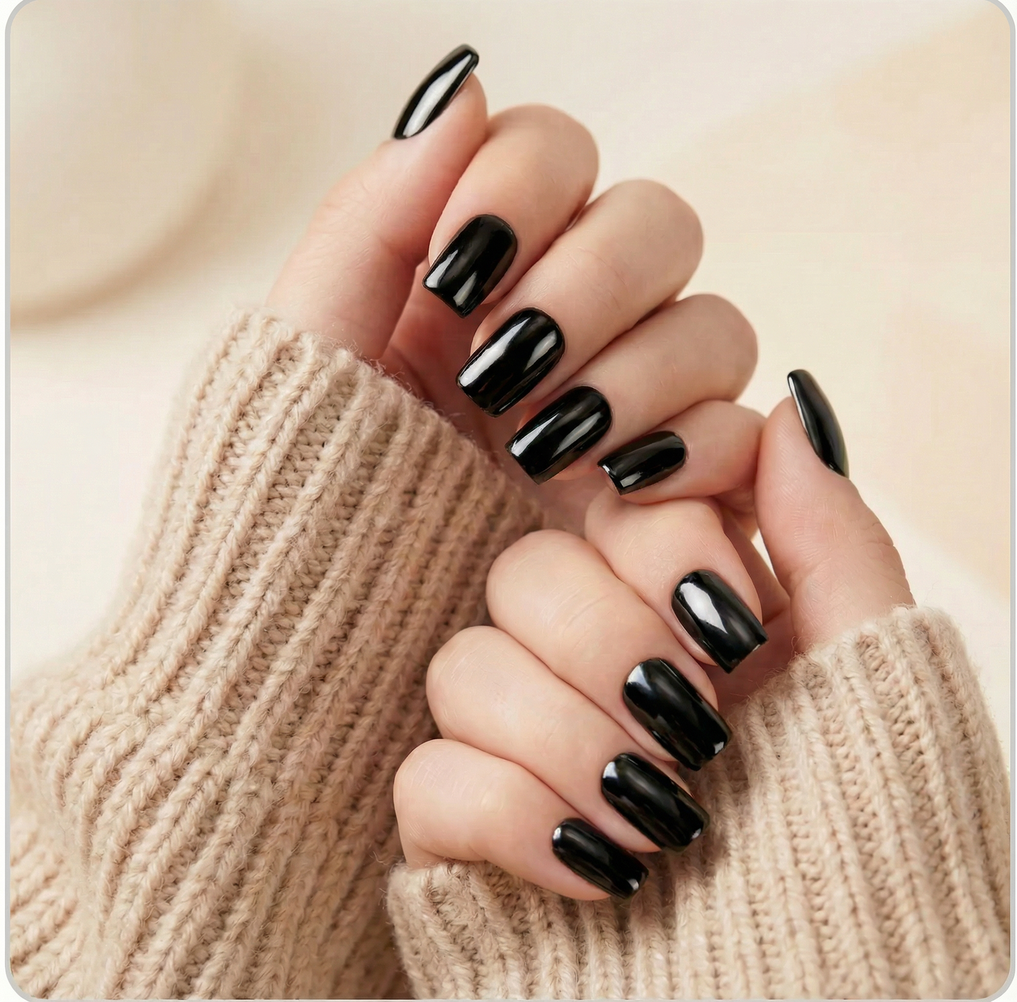 Black Chrome Mirror Square Press-On Nails