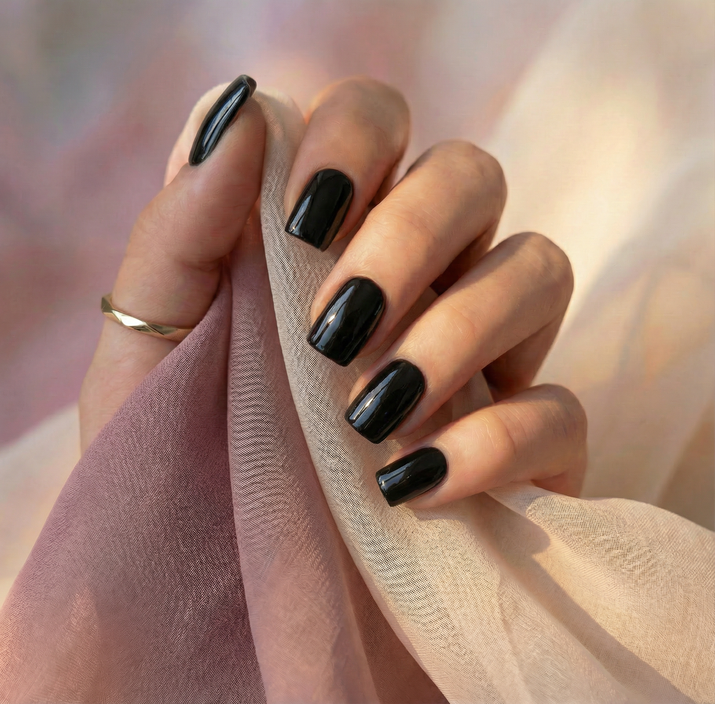 Black Chrome Mirror Square Press-On Nails
