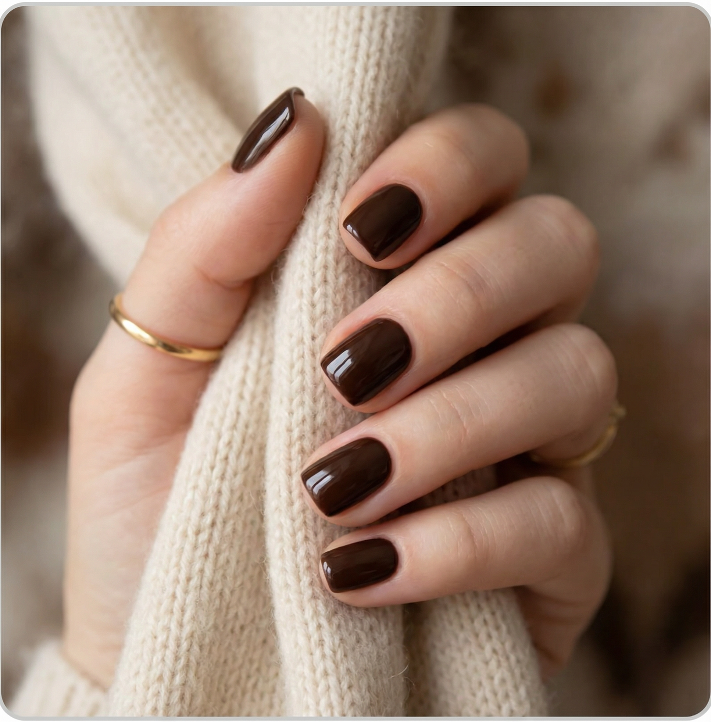 Dark Brown Square Press-On Nails