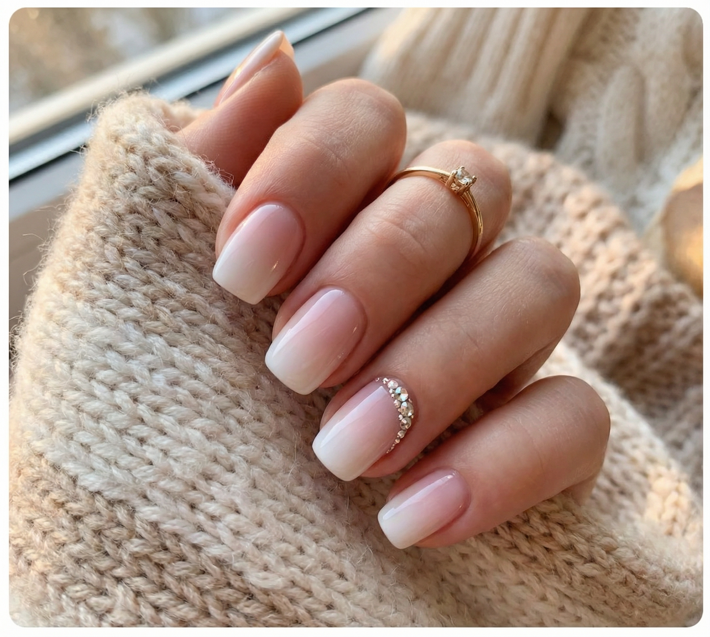Soft Nude Pink Square Press-On Nails