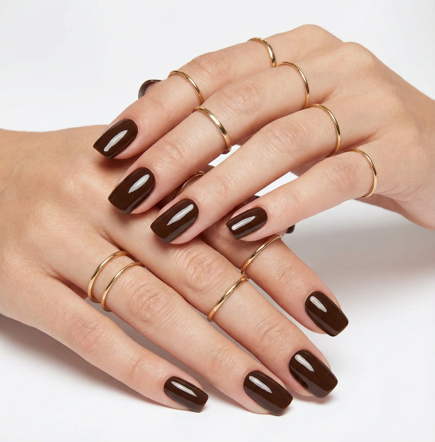 Dark Brown Square Press-On Nails