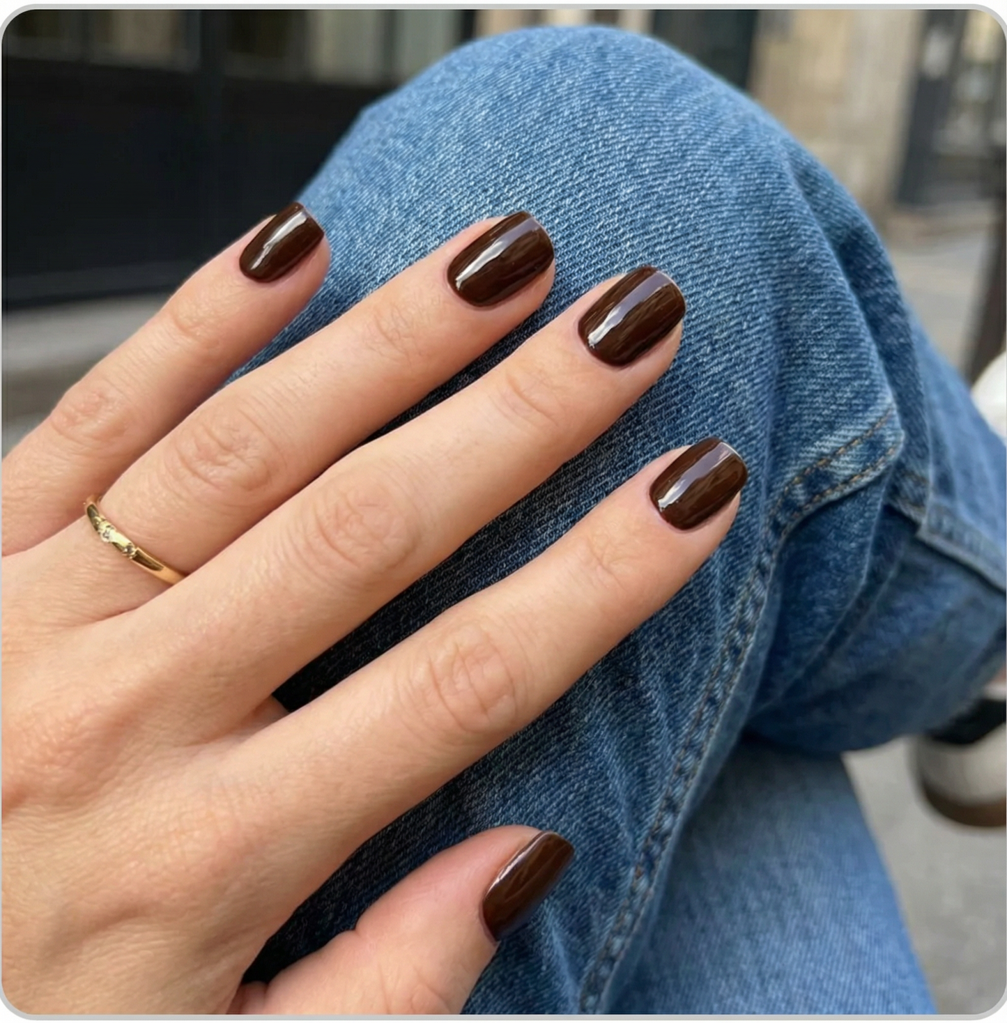 Dark Brown Square Press-On Nails