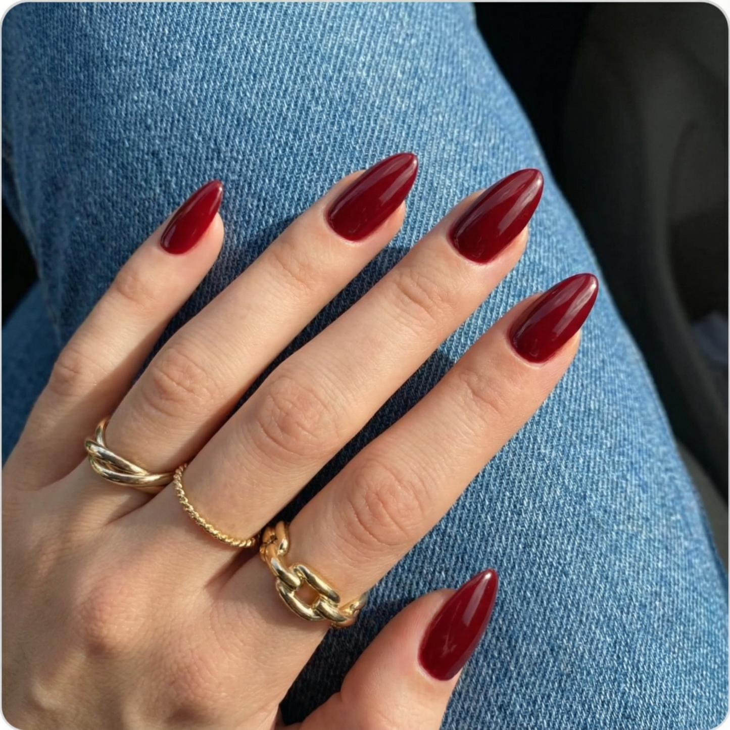 Wine Red Almond Press-On Nails