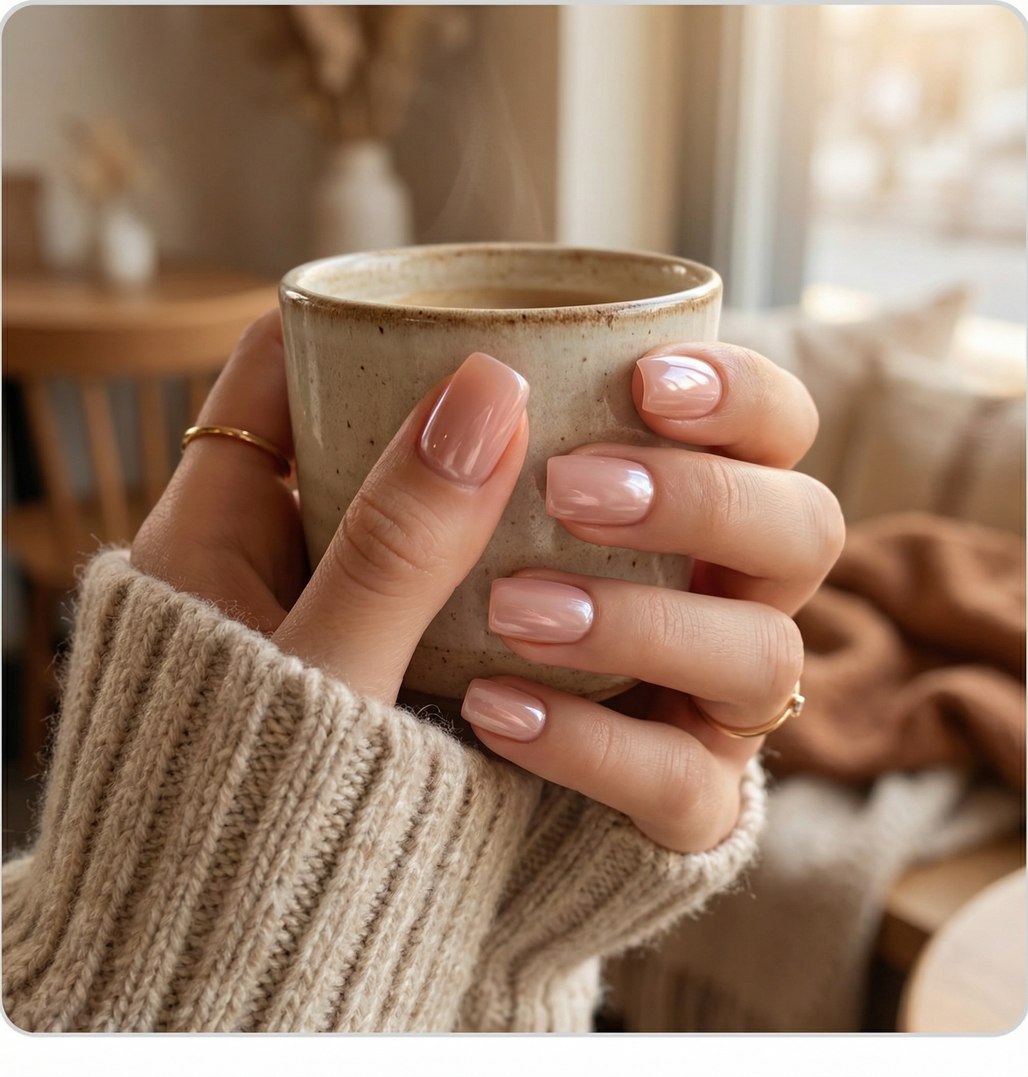 Soft Nude Pink Square Press-On Nails