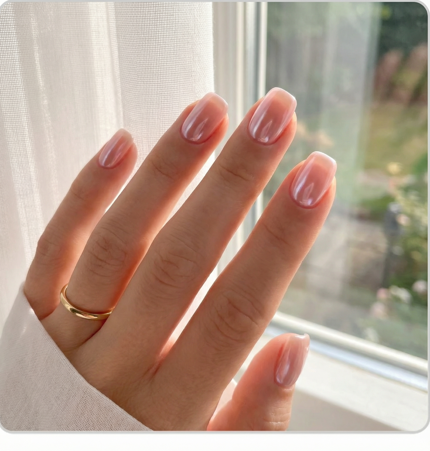 Soft Nude Pink Square Press-On Nails