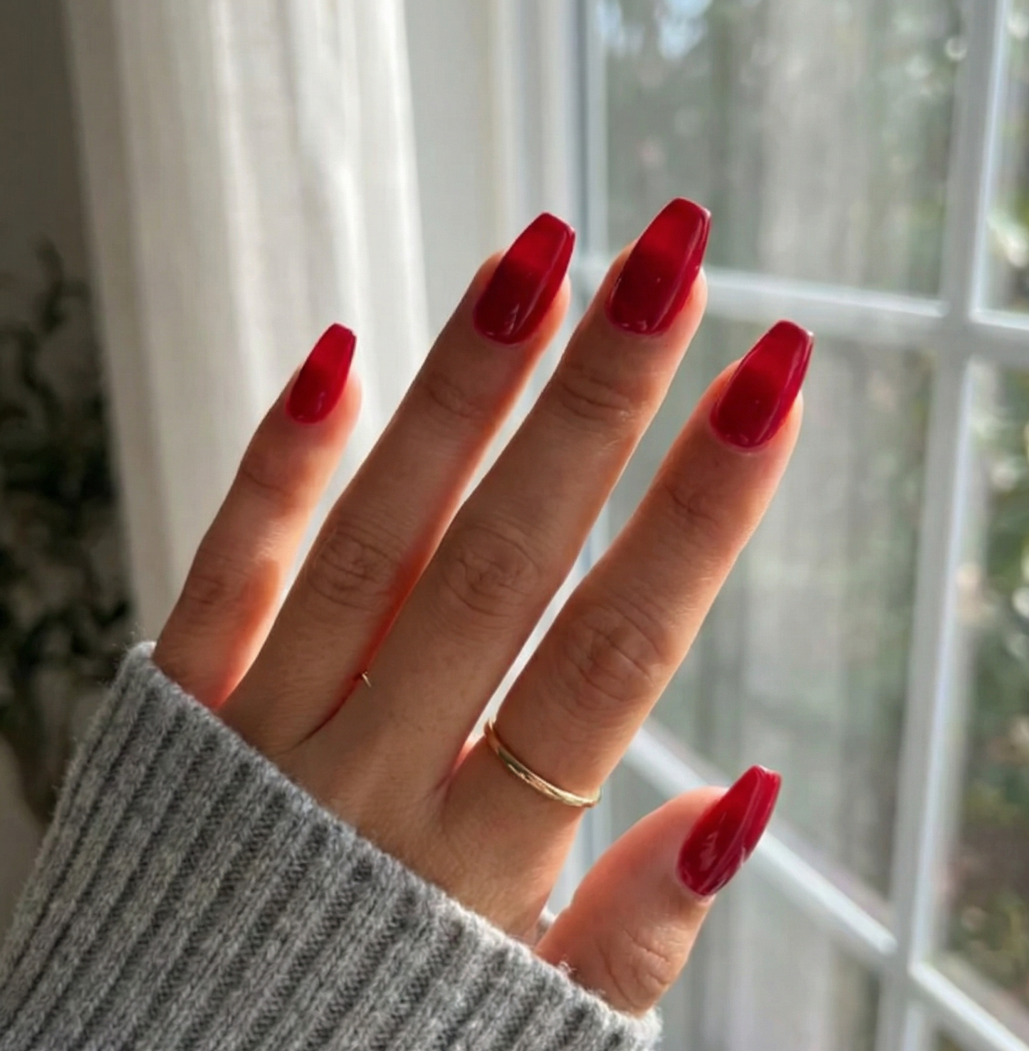 Classic Red Coffin Press-On Nails