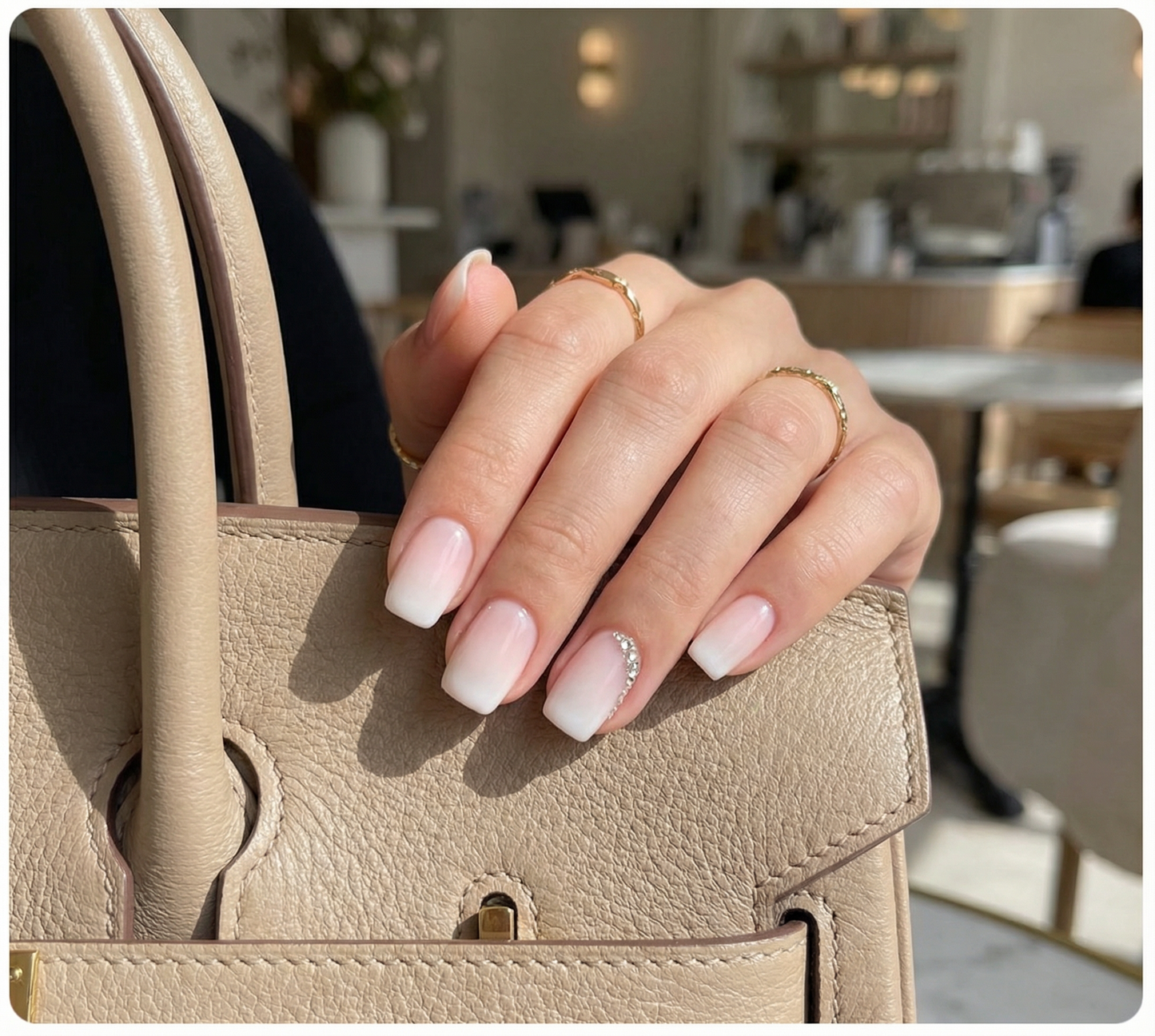Soft Nude Pink Square Press-On Nails