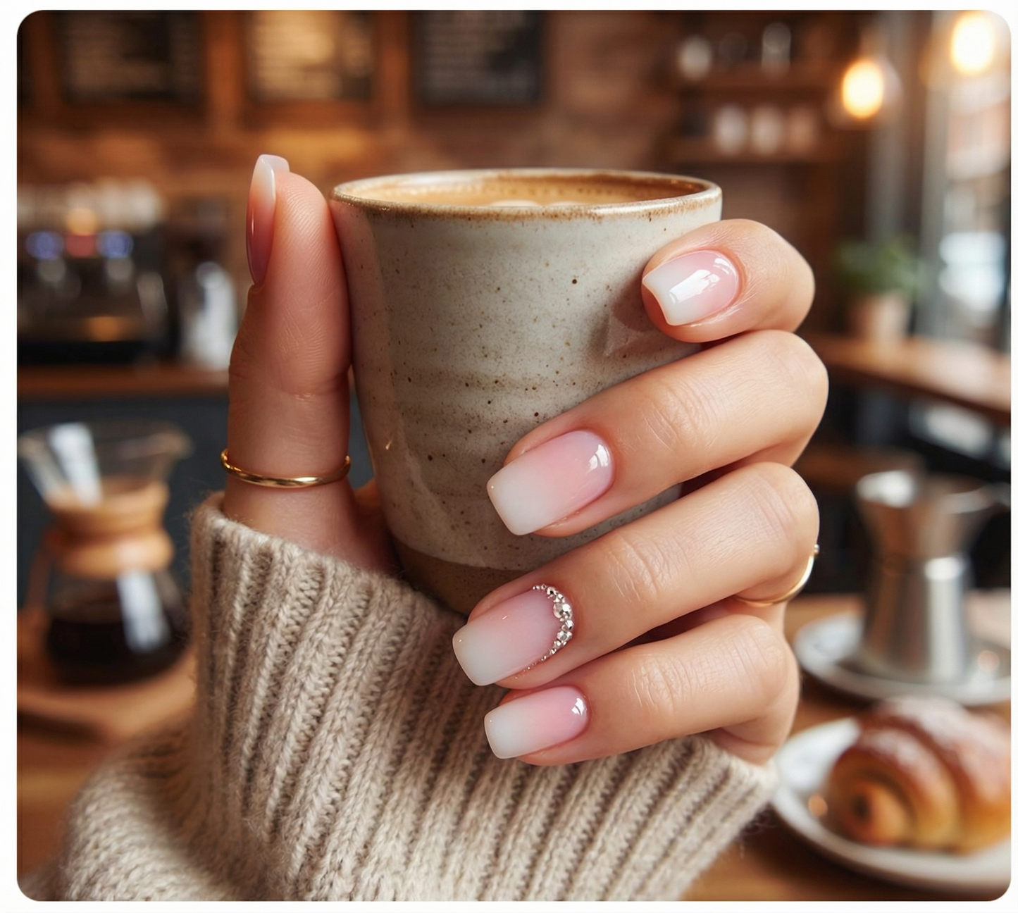 Soft Nude Pink Square Press-On Nails