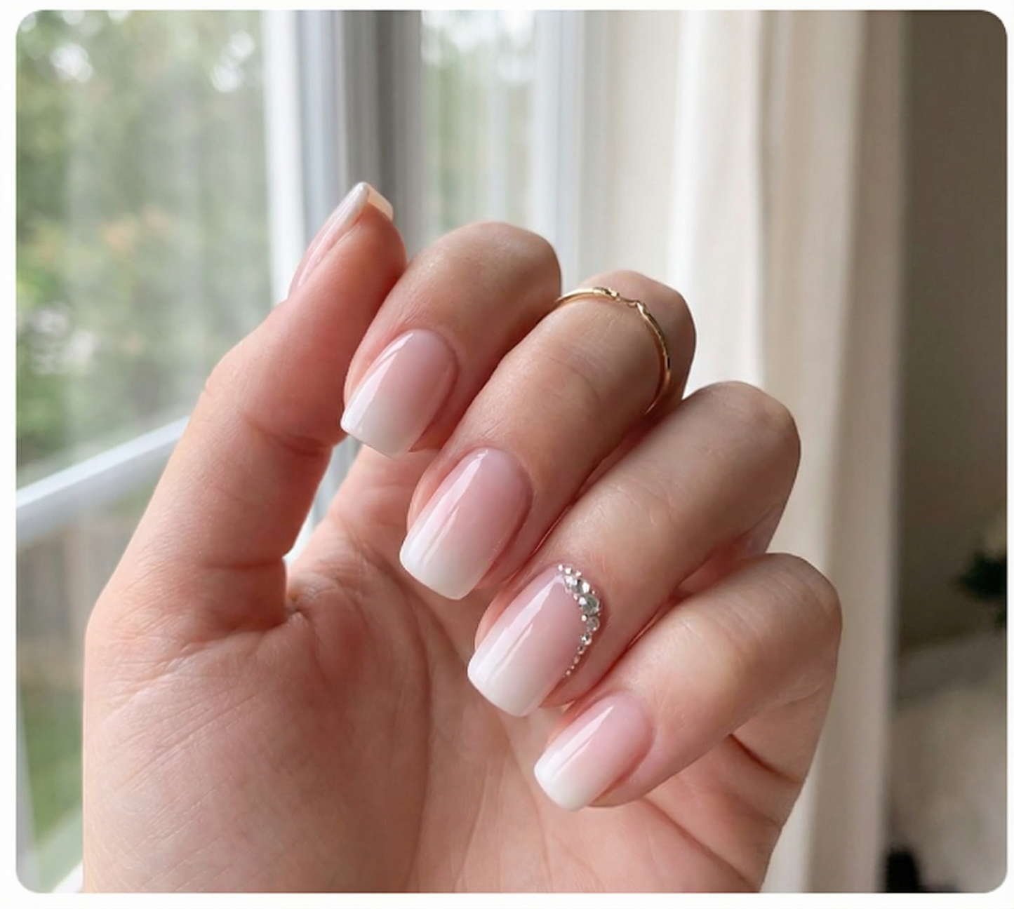 Soft Nude Pink Square Press-On Nails