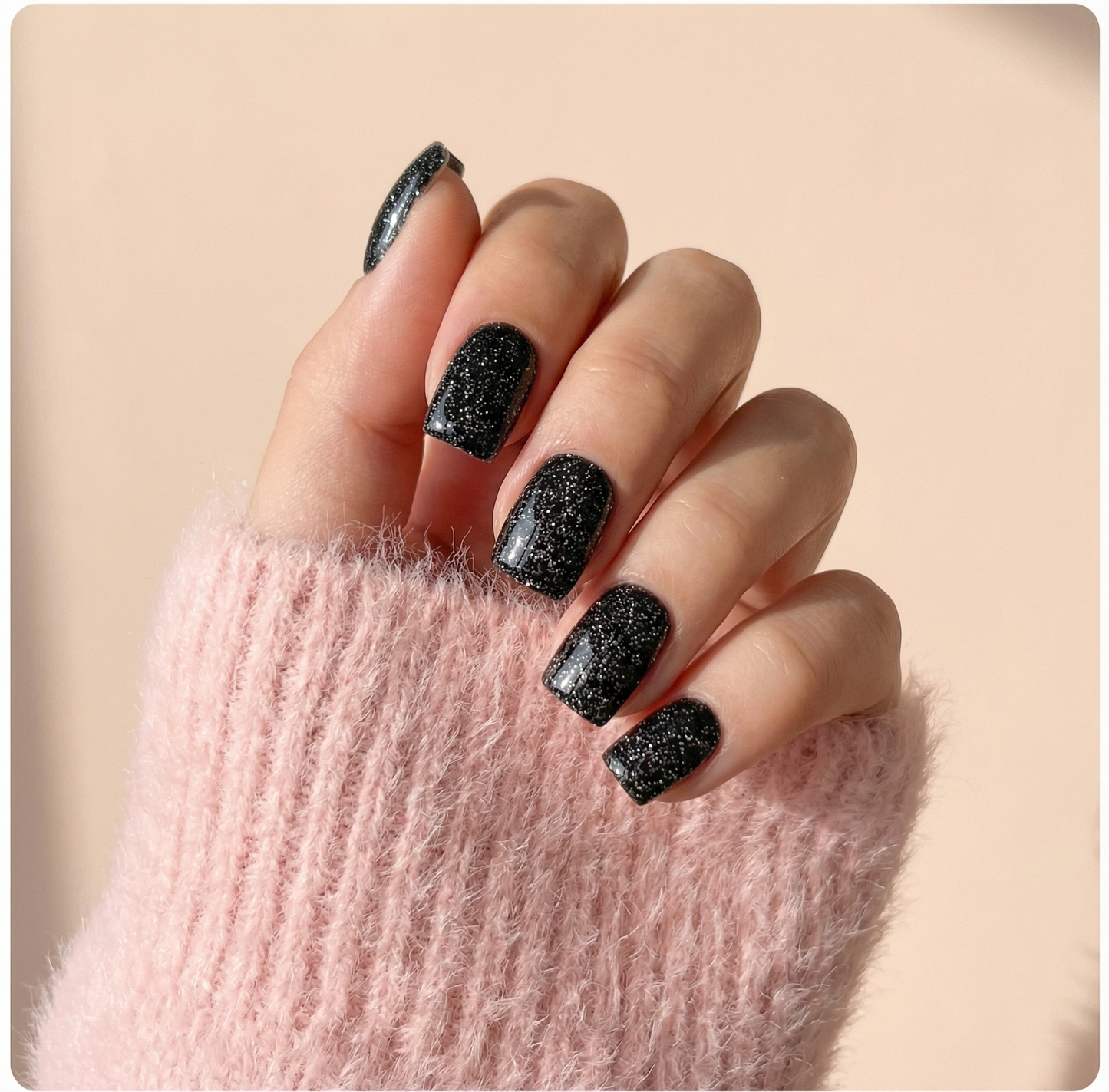 Black Glitter Square Press-On Nails