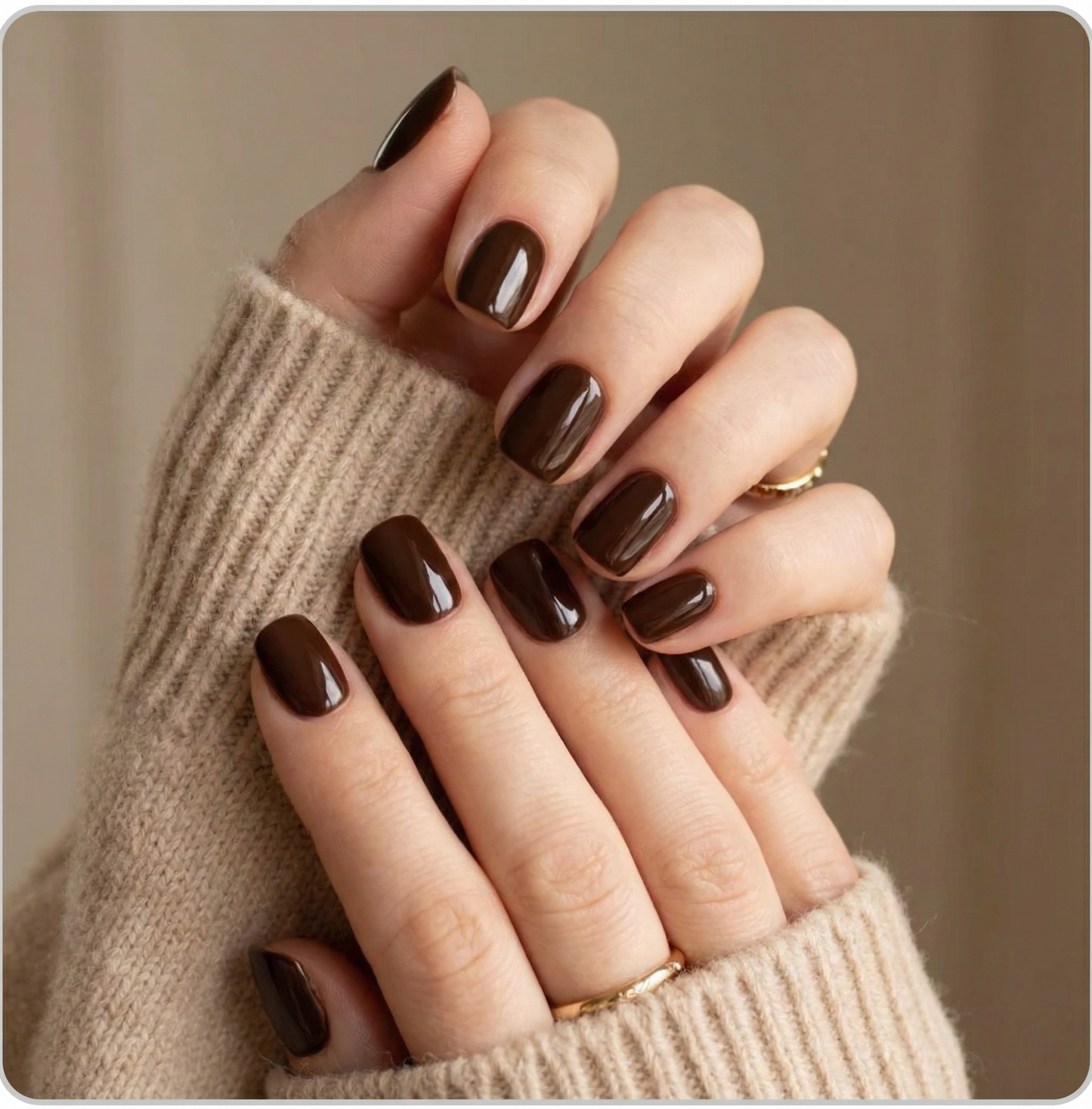 Dark Brown Square Press-On Nails