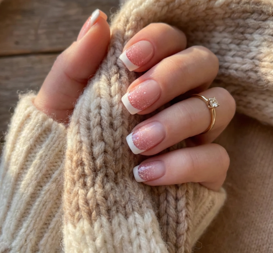 Soft Pink French Tip Square Press-On Nails