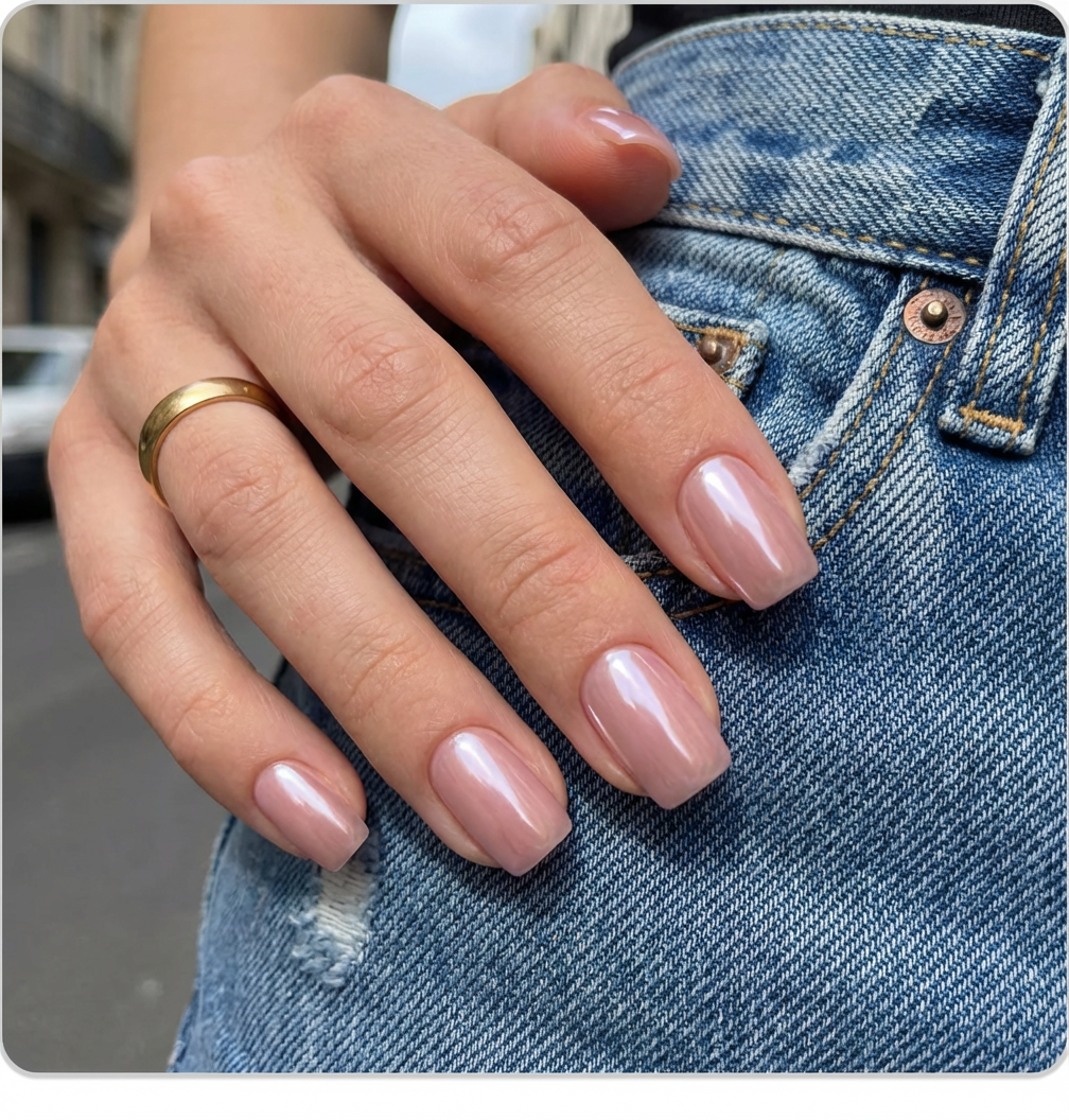 Soft Nude Pink Square Press-On Nails