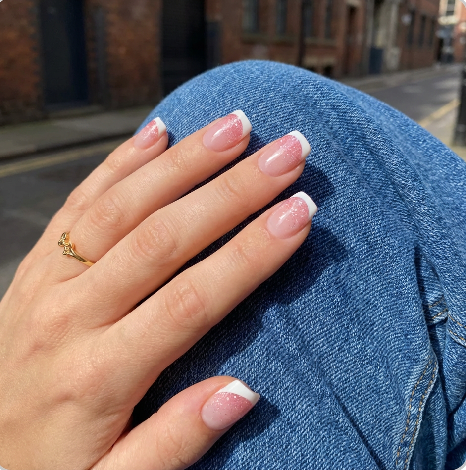 Soft Pink French Tip Square Press-On Nails