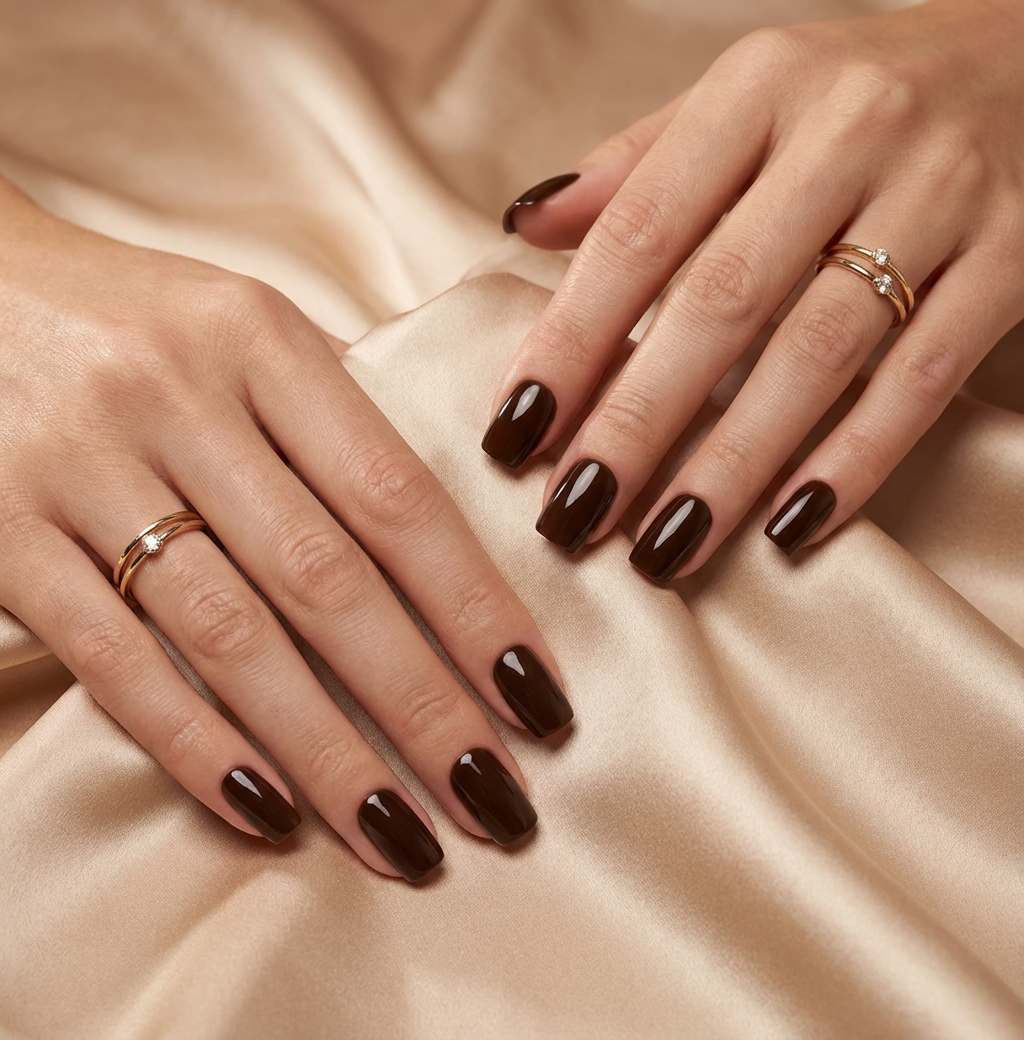 Dark Brown Square Press-On Nails