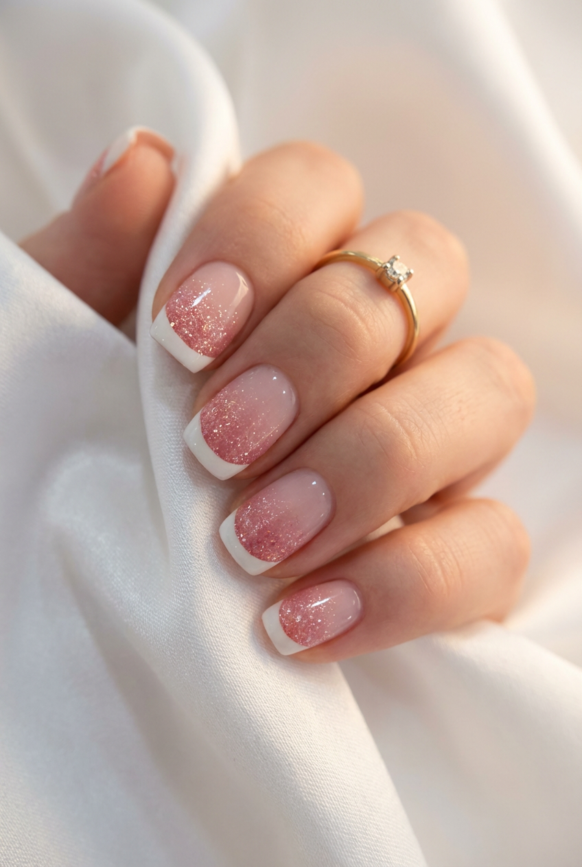 Soft Pink French Tip Square Press-On Nails