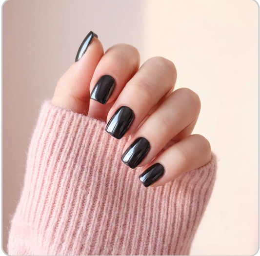 Black Chrome Mirror Square Press-On Nails