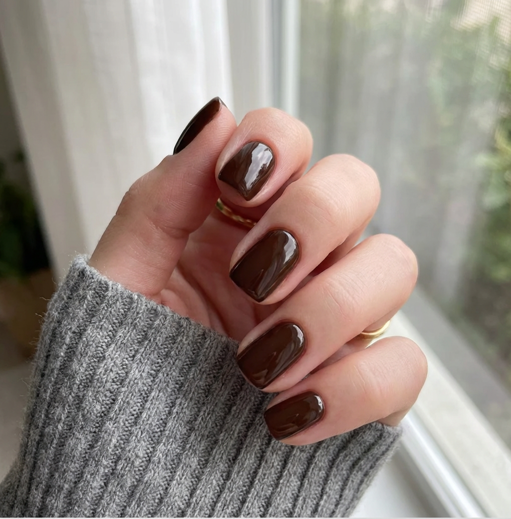 Dark Brown Square Press-On Nails