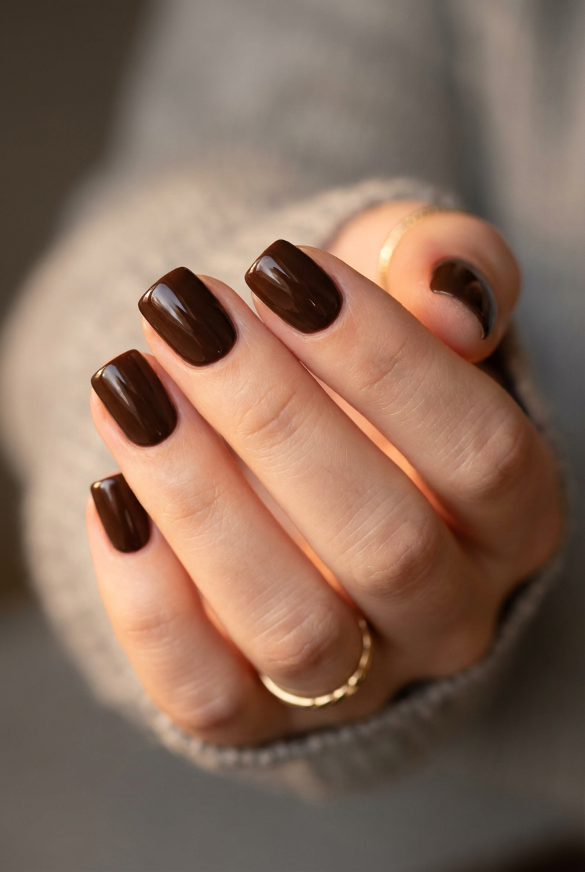 Dark Brown Square Press-On Nails