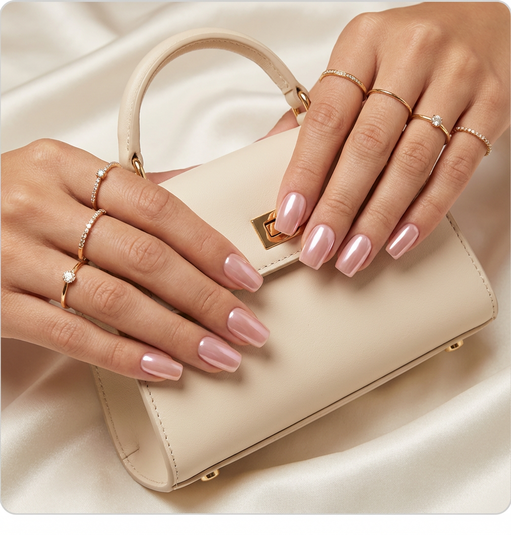 Soft Nude Pink Square Press-On Nails