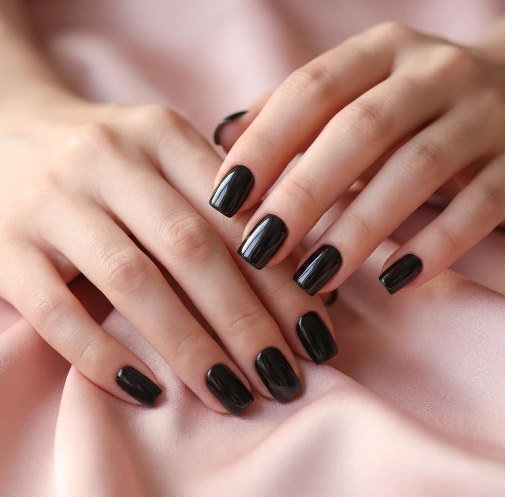 Black Chrome Mirror Square Press-On Nails