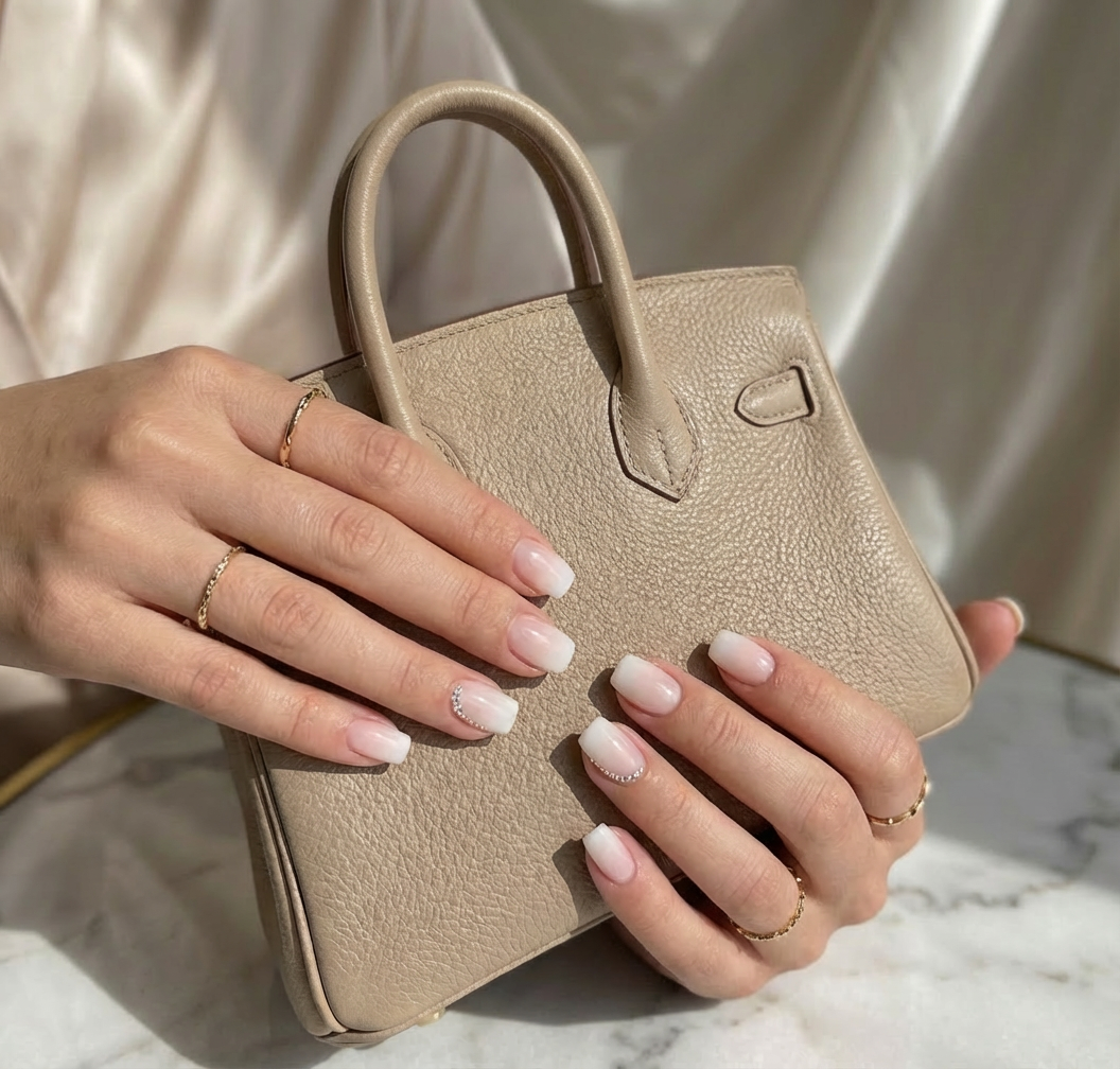 Soft Nude Pink Square Press-On Nails