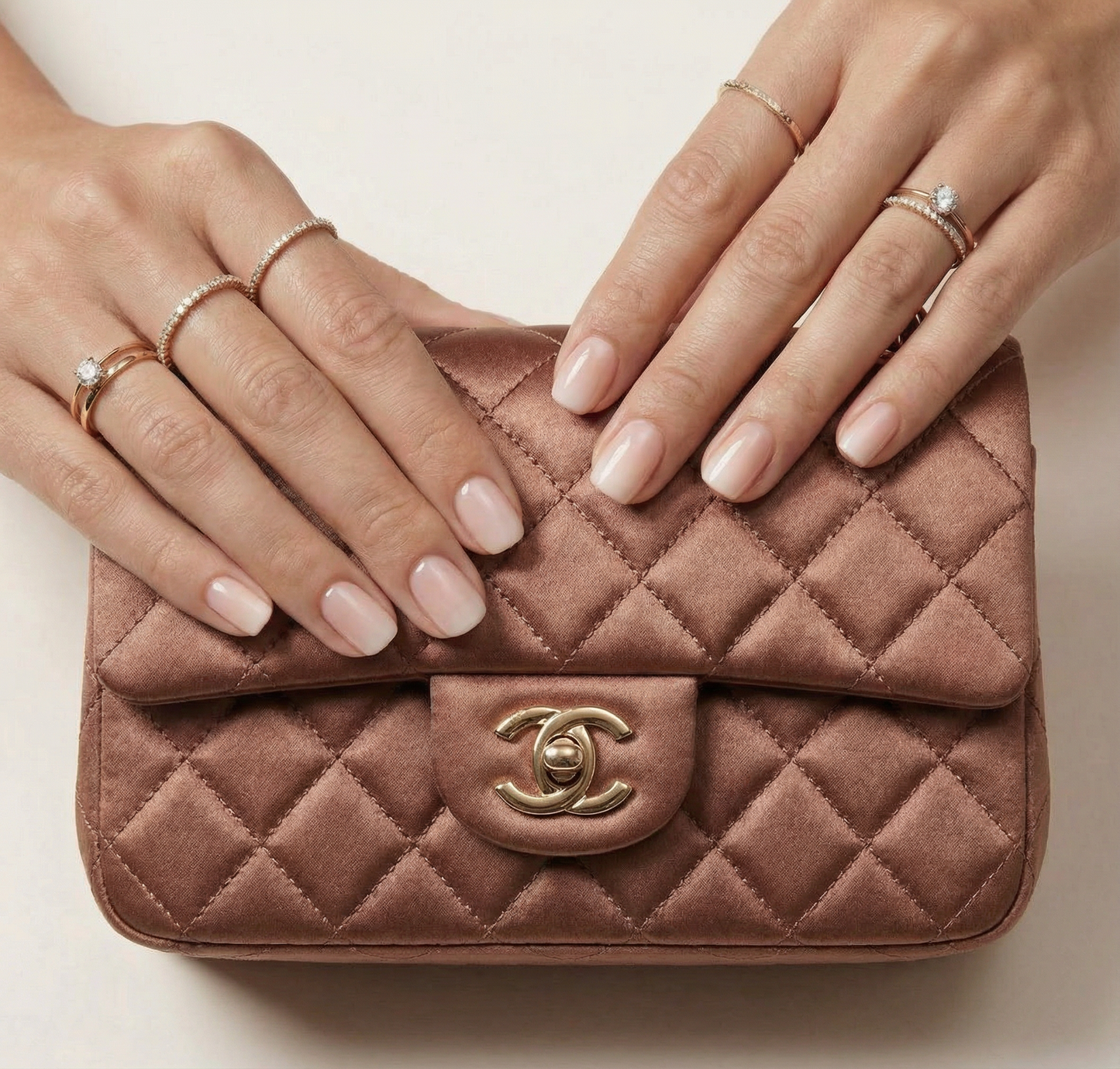 Pink & White Gradient Square Press-On Nails