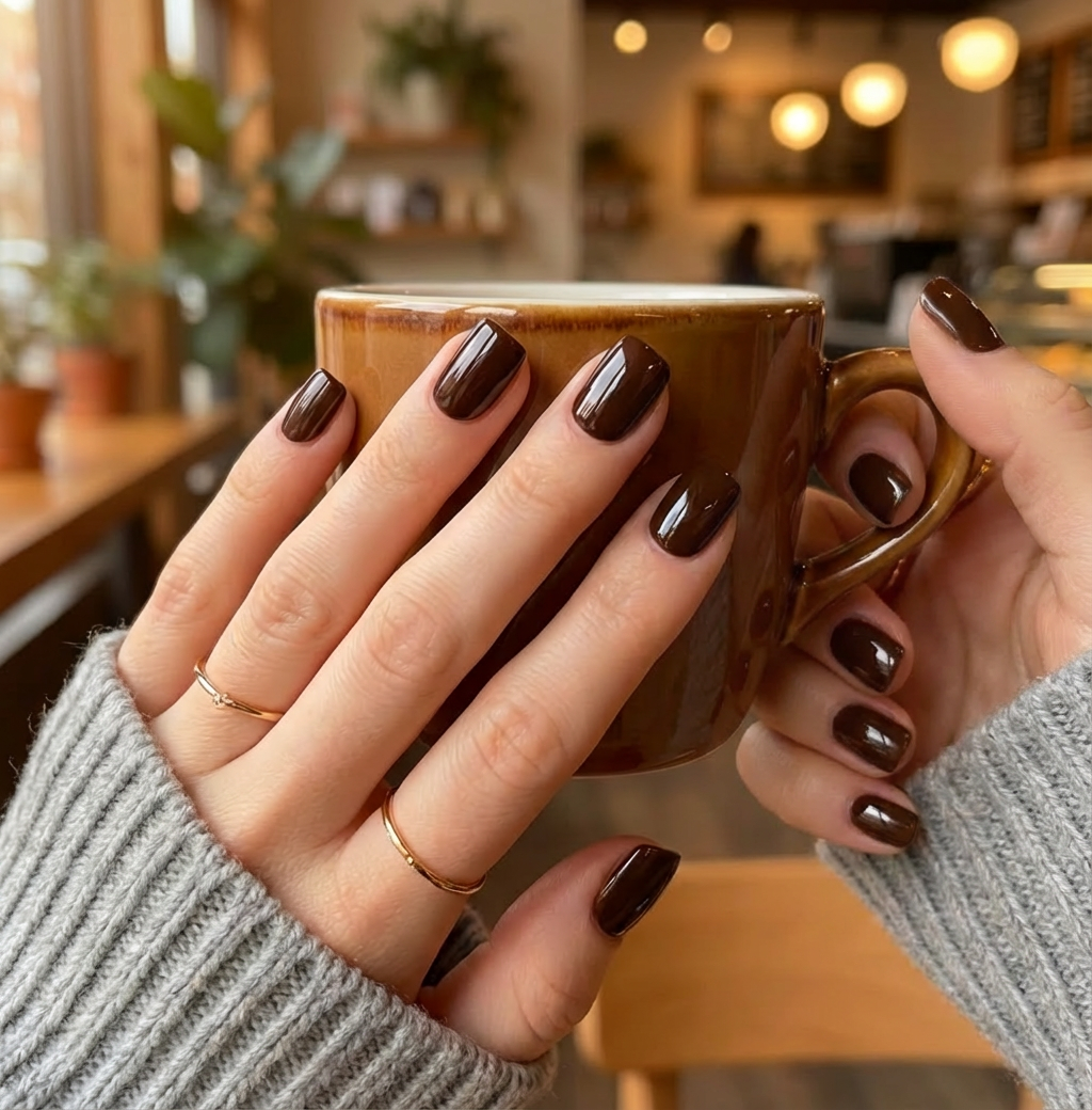 Dark Brown Square Press-On Nails