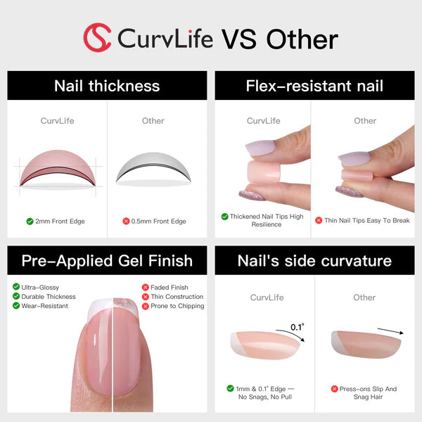 Soft Pink French Tip Square Press-On Nails